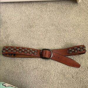 Lucky Brand Brown Leather Braided Belt